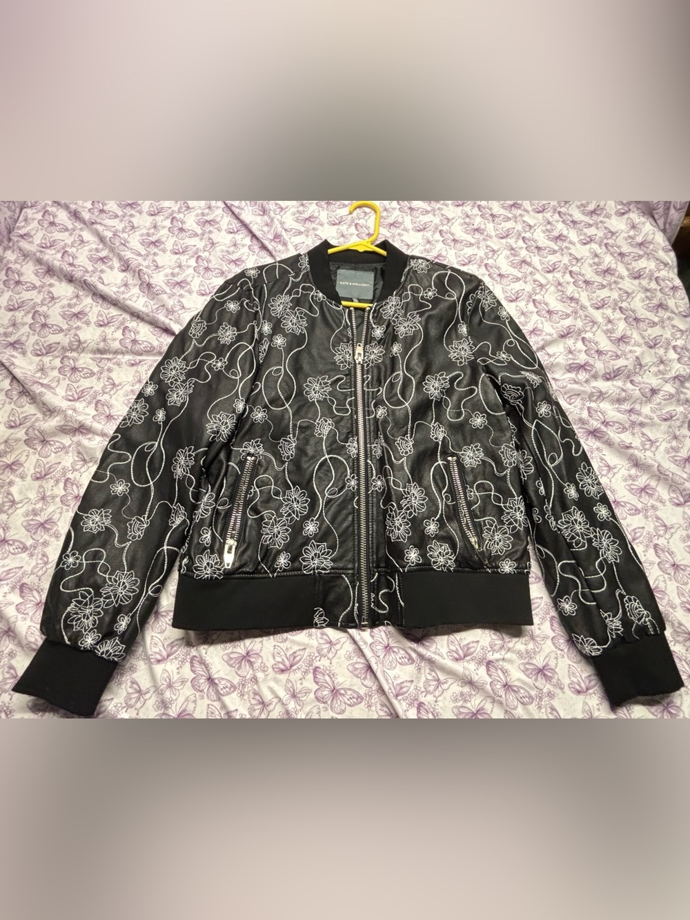 ⚛️Kate & Mallory Black Floral Embroidered Bomber Jacket